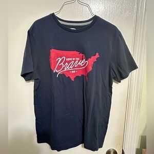 Old Navy Graphic T-Shirt Medium Blue Patriotic USA Map 'Home of the Brave'